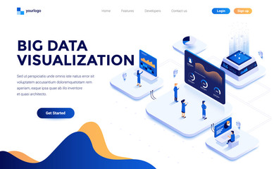 Wall Mural - modern flat design isometric concept of big data visualization tool for everyone for website and mob
