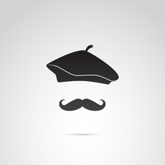 Wall Mural - french man, artist in beret vector icon.