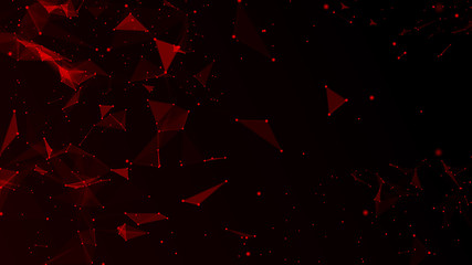 Wall Mural - Abstract red polygonal space. Molecular structure and communication. Network connection structure. Big data digital background. 3d rendering.