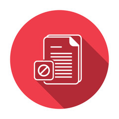 Document icon with not allowed sign. Document icon and block, forbidden, prohibit symbol. Vector icon