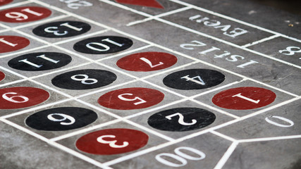 Closeup photo of silver roulette table