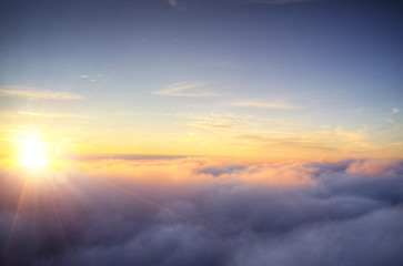 Wall Mural - Beautiful sunrise cloudy sky from aerial view