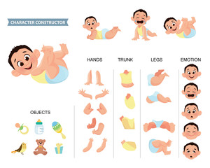 creation of cartoon character baby boy set
