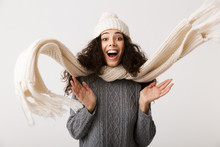Happy Young Woman Wearing Winter Clothes
