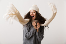 Happy Young Woman Wearing Winter Clothes