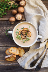 Wall Mural - Creamy mushroom soup with champignons