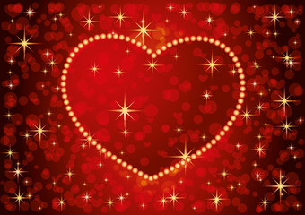 Wall Mural - Red banner with red heart for Valentine's Day.