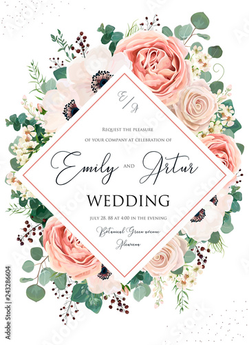 Cuadros en Lienzo Wedding invite, invitation, save the date card floral design