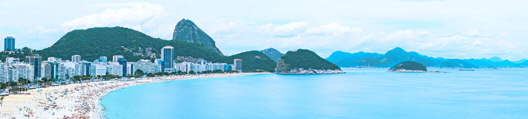 Fototapete - Copacabana Beach and Sugar Loaf Mountain in Rio de Janeiro, Brazil. Aerial view of Rio de Janeiro with Copacabana. horizontal