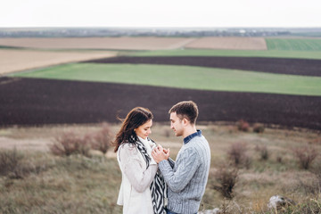 Wall Mural - Romantic pretty couple outdoor  enjoy spending time together.