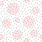 Abstract pattern with black triangles and pink dots
