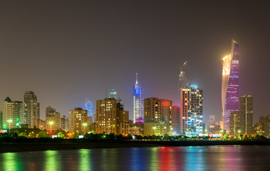 Wall Mural - Night skyline of Kuwait City