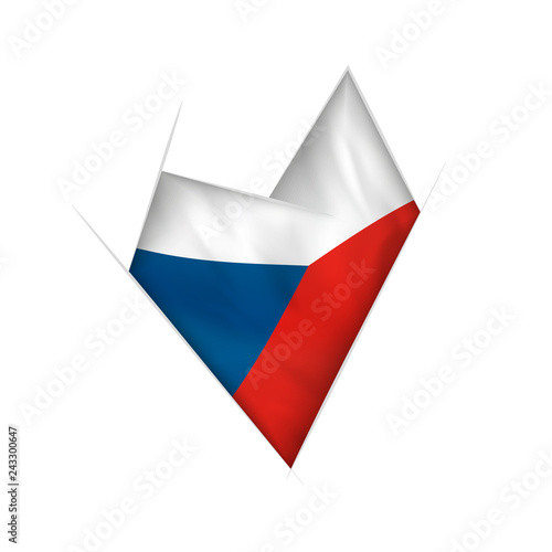 Photo Sketched crooked heart with Czech Republic flag
