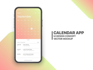 Wall Mural - calendar app concept september 2019 page with to do list and tasks ui ux design mockup vector on fra