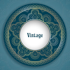 Wall Mural - Vintage ornamental round frame for greeting card, invitation or packaging design