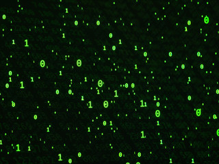 Wall Mural - random green binary code on black background