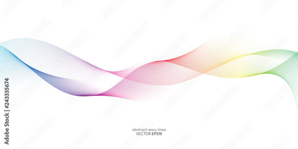 Abstract vector colorful wave line flowing isolated on white background for design elements in concept technology, music, science, A.I. - obrazy, fototapety, plakaty 