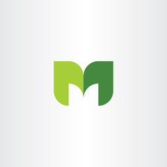 Wall Mural - m logo letter leaves green eco icon vector