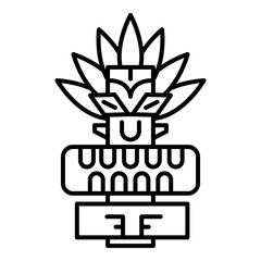 Sticker - Tribal tiki idol icon. Outline tribal tiki idol vector icon for web design isolated on white background