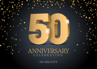 Wall Mural - Anniversary 50. gold 3d numbers.