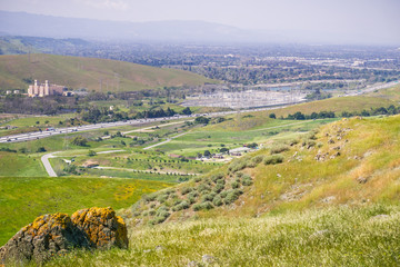 Wall Mural - View of the bayshore freeway and the PG&E Metcalf electricity substation, south San Jose, San Francisco bay area, California