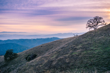 Colorful sunset sky in Henry W. Coe State Park, south San Francisco bay, California