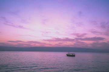 Poster - Dawn over the Sea of Galilee. Beautiful Sea of Galilee in the morning. Time before sunrise