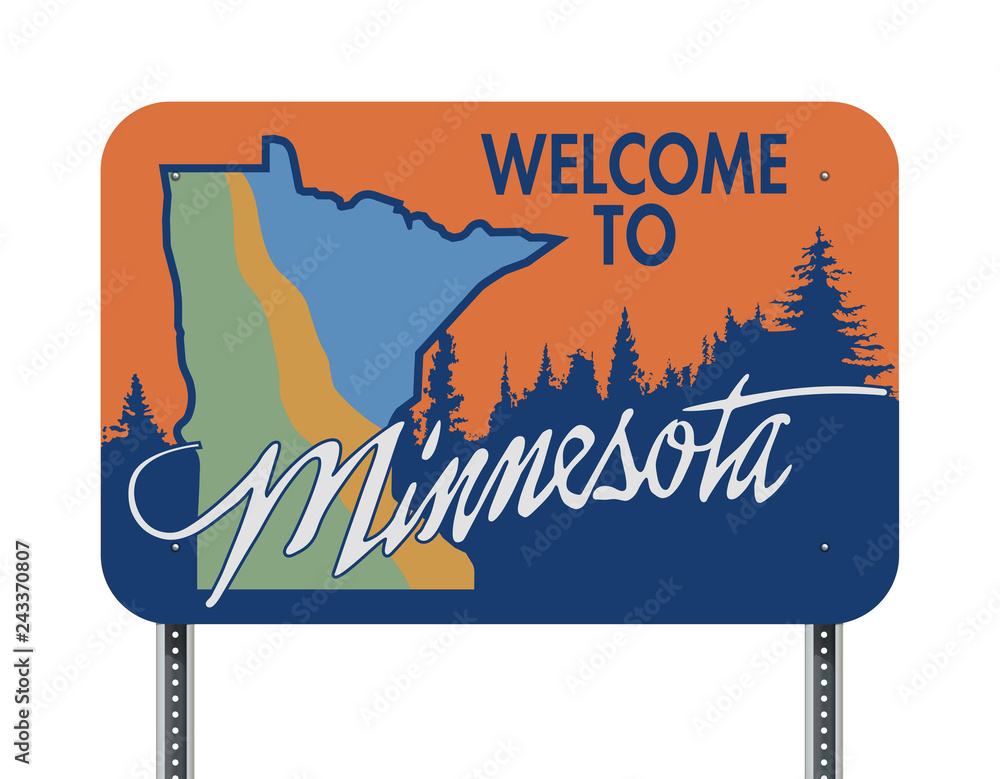 Welcome Mn Welcome to Minnesota road sign Stock Vector | Adobe Stock
