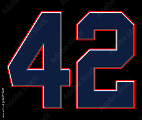 42 American Football Baseball And Basketball Classic Vintage Sport Jersey Number In Blue White And Red Colors Of The American Flag Design Patriot Patriots 3d Illustration With On Black Background Buy