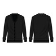Black basic cardigan with buttons isolated vector on the white background