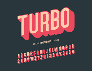 turbo vintage handcrafted 3d alphabet. vector illustration