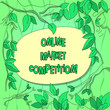 Handwriting text Online Market Competition. Concept meaning Rivalry between companies selling same product Tree Branches Scattered with Leaves Surrounding Blank Color Text Space