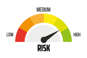 risk concept on speedometer. vector icon