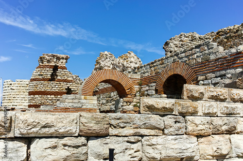 Fotografia Ruins of Ancient Fortifications at the entrance of old town of Nessebar, Burgas