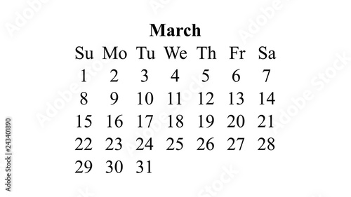 March 2020 Calendar 2020 Vector Simple Design Minimal 2020