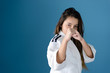 © Miljan Živković - Girl in Karate Taekwondo Fighting Stance