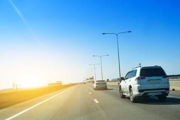 Car driving on highway road