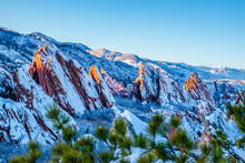 Hiking In The Red Rocks In Winter In Denver, Colorado