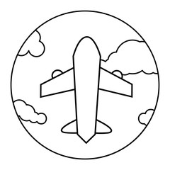 Sticker - airplane round icon