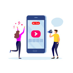 Wall Mural - social media, social network, online marketing content. live, video call,community. cartoon illustra
