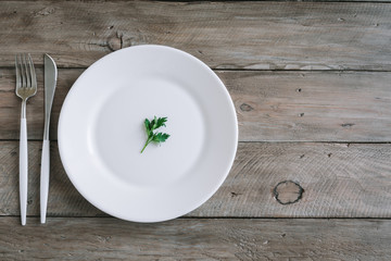 Wall Mural - Empty plate with parsley leaf