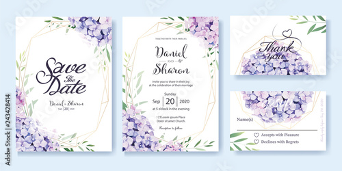 Wedding Invitation, save the date, thank you, RSVP card Design template Poster Mural XXL