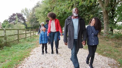 Wall Mural - Multi Generation Family On Autumn Walk In Countryside Together