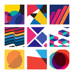 Poster - Multicolored Swiss graphic illustration set