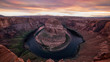 long exposure wide angle sunset shot of horseshoe bend near page in the american state of arizona