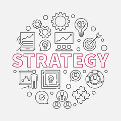 Strategy vector round concept minimal illustration in thin line style