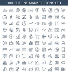 Wall Mural - 100 market icons