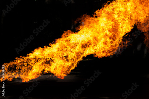Fotografie, Obraz Flames caused by the explosion of the oil isolated on black background