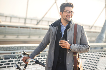 Wall Mural - Young business man going to work.