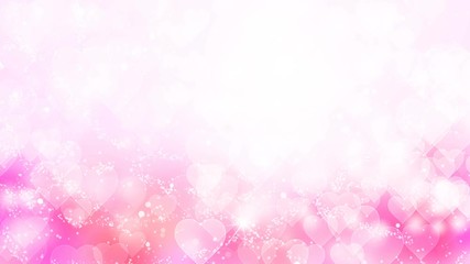 Wall Mural - Pink hearts appear on the shining soft background. Valentines Day holiday abstract loop animation.